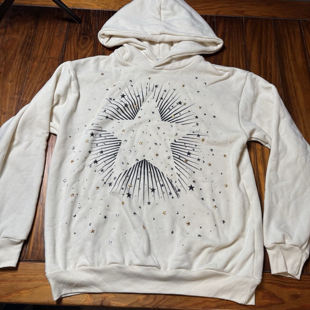 Lauren Moshi Stud Starburst Hoodie in Ivory New XS A1324